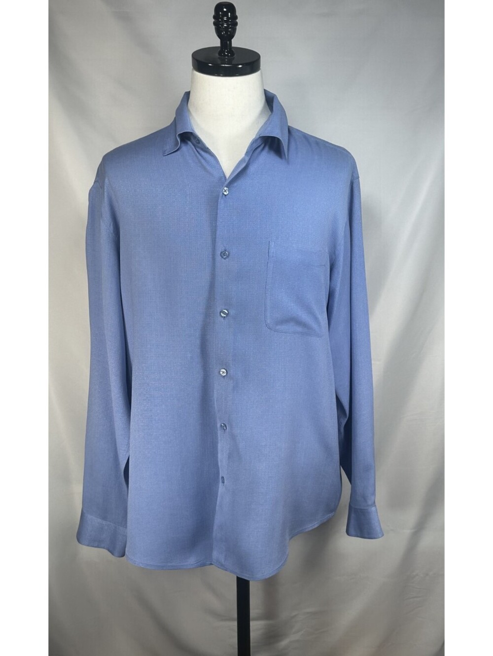 Bobby Chan Pocketed Silk Blend LS Button Up Blue Mens XL